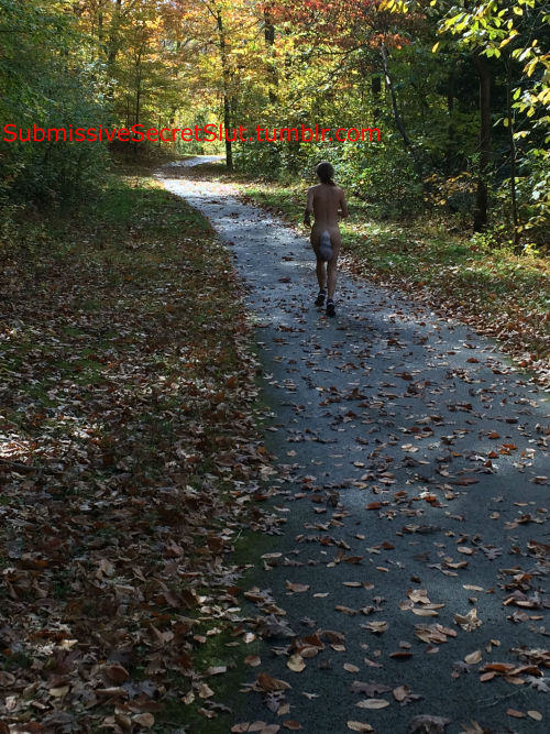 submissivesecretslut:    Anonymous dared:  “Go for a run in a park wearing only your tail for maximum points. Or a sports bra and a thong.”   Here you go guys ;) Did both versions of the dare!!! This was so much fun, give me more dares on our “ask”!!