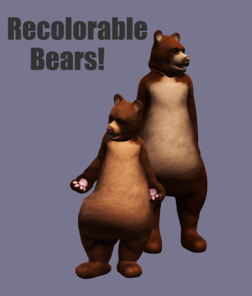 xto3conversionsfinds: acquiresimoleons: Recolorable Bear Suits and Hats I’ve been playing with