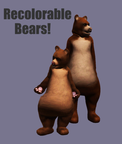 xto3conversionsfinds: acquiresimoleons: Recolorable Bear Suits and HatsI’ve been playing with bear