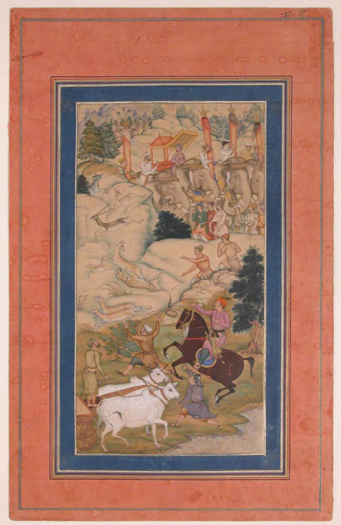 &ldquo;Akbar Hunting with Cheetahs&rdquo;, Folio from an Akbarnama by Manohar, Islamic ArtMe