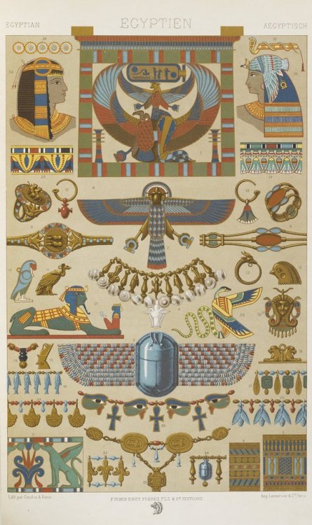 Egyptian, plate 4 from ‘Polychromatic Ornament: One Hundred Plates in Gold, Silver and Colours