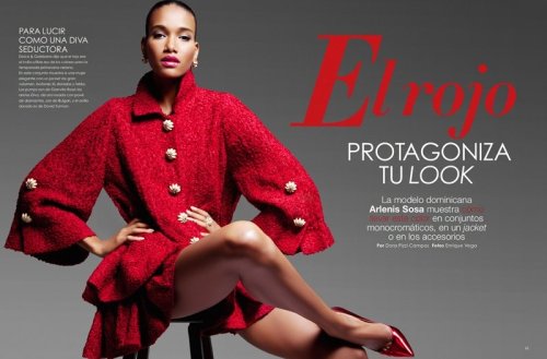 blackfashion:  Arlenis Sosa covers Vanidades Magazine April 2014 issue, photographed by Enrique Vega. Editorial titled ‘Protagoniza Tu Look,’ which means ‘Stars in Your Look’. Styled by Anna Katsanis, makeup by sandy Linter and hair by Hilda