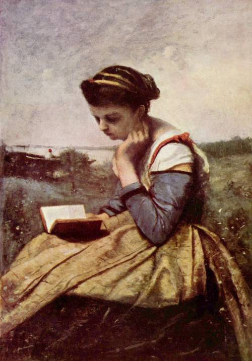 Camille Corot, Woman Reading in a Landscape, 1869.