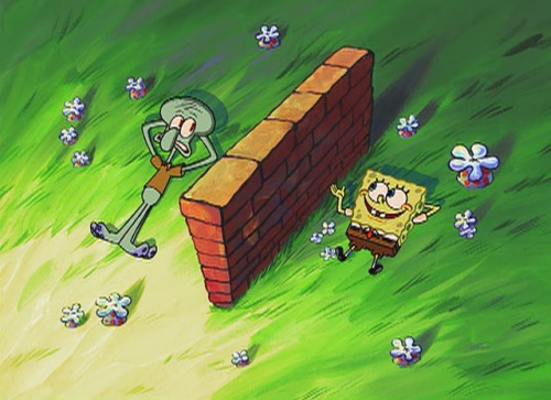 reactionfaces: “Yeah, this is great, just the three of us. You, me… and this brick wall