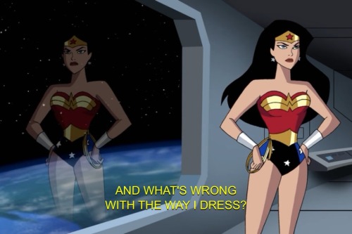 imsuggestingcoconutsmigrate:   pelosdegato:  ianthe:  Wonder Woman is having none of your shit today.  THat reflection is so fucking wrong…  Wonder Woman is so unimpressed her expression can go in two directions at once 