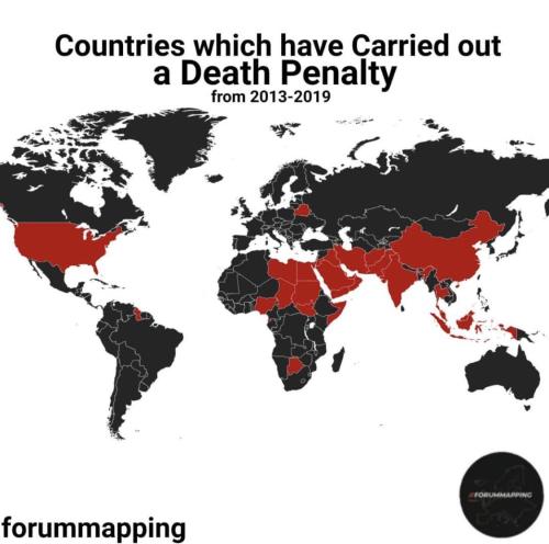 mapsontheweb:  Countries which have carried out capital punishment from 2013 to 2019.by forummapping.