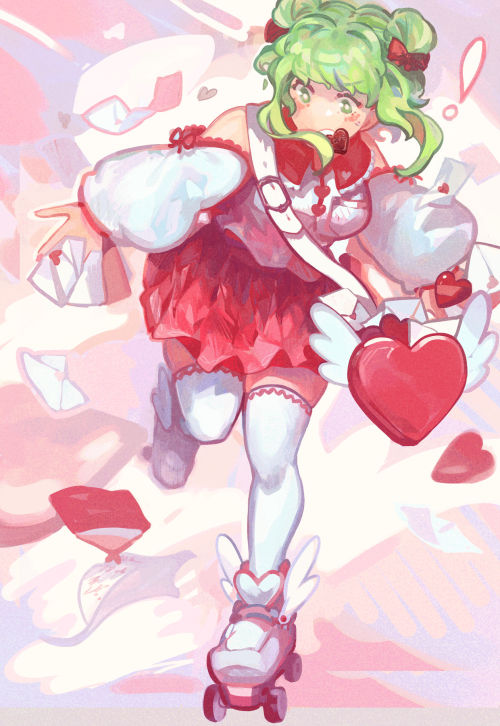 idk-kun:

Valentine’s Day messenger GUMI ❣️ #vocaloid