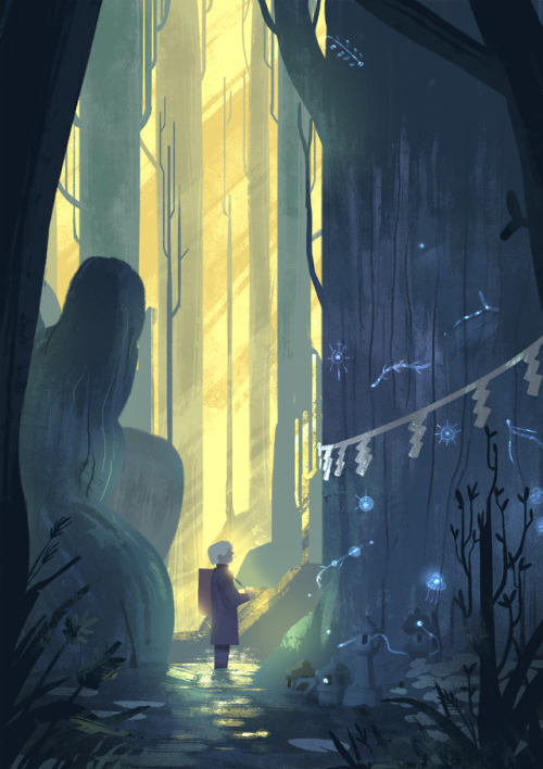 lichenslumber: My piece for the @mushishifanzine! Had a lot of fun working on this one, experimentin