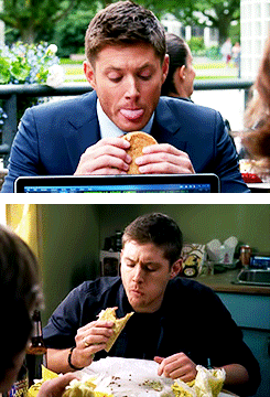jaredandjensen:                   Dean + Eating                          ↳ Requested