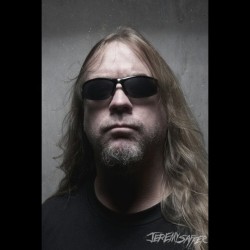 jeremysaffer:  Rest in peace Jeff Hanneman. A god among men to any who ever touched a guitar dreaming of playing metal. Lord of the riffs… I shot this on his last u.s. tour with Slayer before his illness prevented his touring. Nicest guy to work with