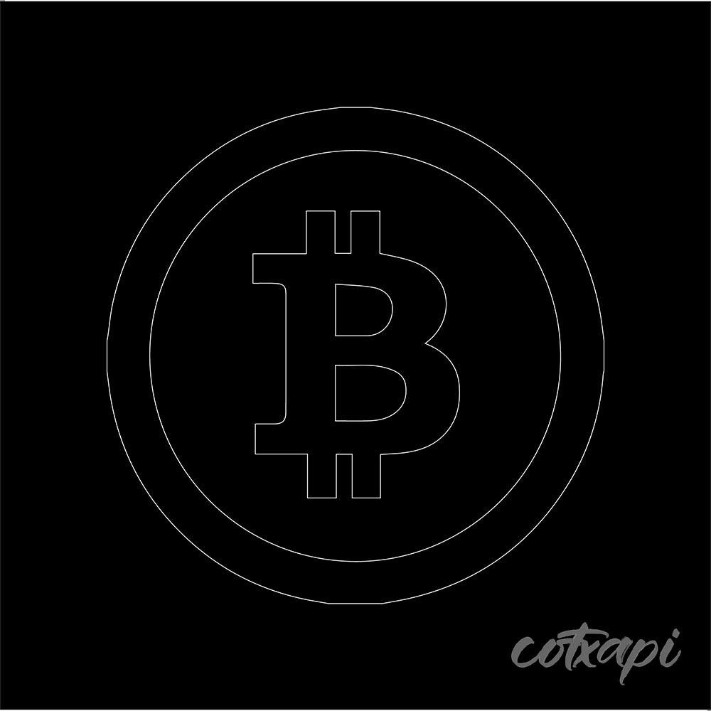 Bitcoin Icon Digital Coin Sign in Black White Vector Art Digital Currency Illustration Outline Art