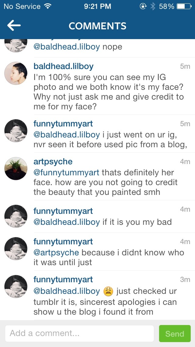 baldheadlilboy:  asyiarhayila:baldheadlilboy:  He’s selling a painting of my face