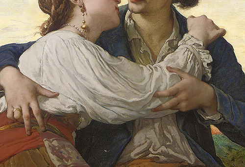 paintingses:  A Lovers’ Tryst (detail) by Adélaïde Salles-Wagner (1825-1890)