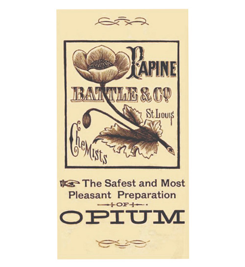 Papine Morphine Preparation bottle and advertisement, 1895. Made by Battle &amp; Co. St. Louis, USA.