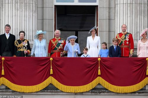 The Duchess of Cornwall, The Duchess of Cambridge, Princess Charlotte, Prince George and Prince Loui