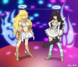 gh0stmach1ne: nononsensei:   Panty and Stocking with RWBY Wanted to feature Blake and Yang for this event. RWBY Cosplay/Parody Month! &lt;&lt;&lt;Click for Info! Support my art! l patreon l twitter l instagram l T-shirts!   @y8ay8a !!! 