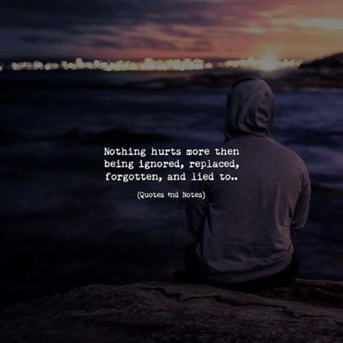 quotesndnotes: Nothing hurts more then being ignored, replaced, forgotten, and lied to.. —via 