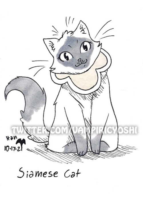  Ink Art 2021 - Day 7 - Siamese Cat by VampiricYoshi I wanted to do the cat tutorial by ChrissaBug, 