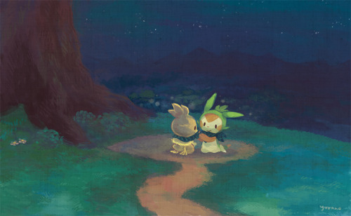 yurano194:  charo（torchic♀）& mano（chespin♂） 