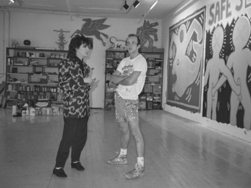 twixnmix: Nick Rhodes visiting Keith Haring at his studio in New York City, 1985.Photos by Andy Warh