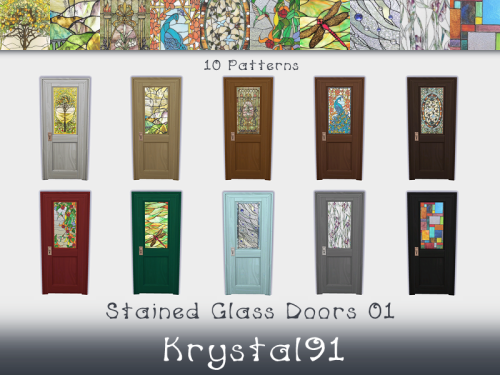 Stained Glass Doors 01A recolor of a base game door… it had a sad transparent glass which I “