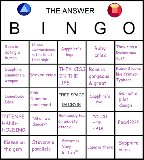 Sex crystal-gems:  shimmervee:  a bingo card pictures