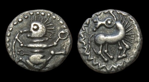 andrusmagnus: Celtic ‘Dancins Manikin’ Coin Silver  65 BC - 1 AD