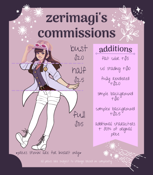 zerimagi:[rbs appreciated!]my commissions are officially open! feel free to dm me with any inquiries