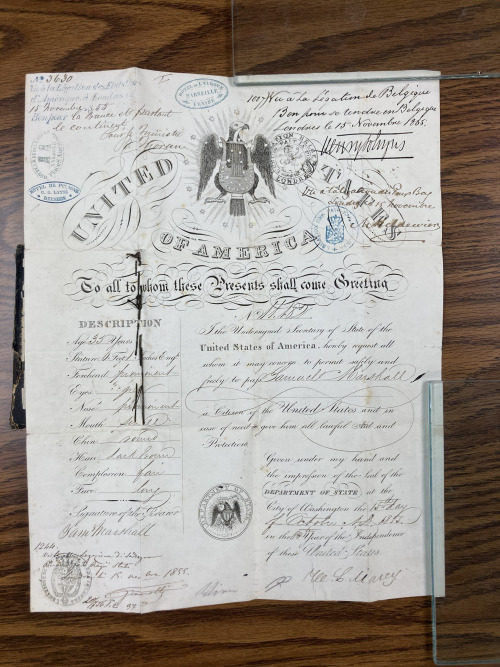 Time Travel Tueaday: Samuel Marshall Passport, 1855These images show several pages of the passport b
