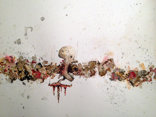 unexplained-events:  These creepy watercolor paintings will keep you awake Source  Attack on titan,anyone?