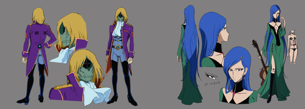 ca-tsuka:  Galaxy Express 999 designs by Nobuteru Yuki (Lodoss, Escaflowne …).Rare