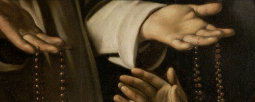 Caravaggio, Madonna of the Rosary detail (c. 1605-7) I noticed this yesterday during semin