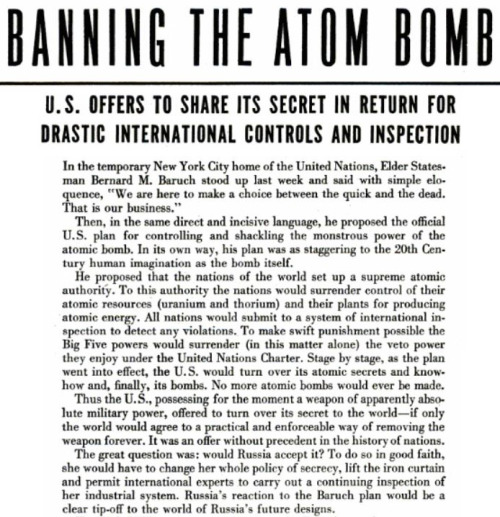 life-magazine-scrapbook:In 1946, the US proposed setting up an international organization to handle 