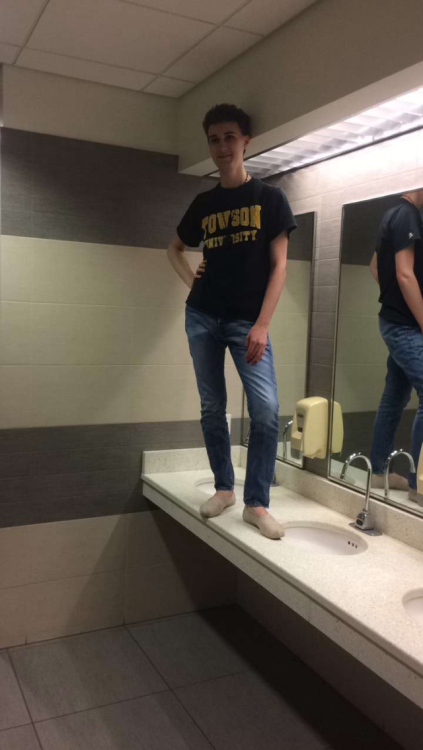 *in the bathroom* &ldquo;yknow, i could stand in this&rdquo; *stands on the counter**in the elevator