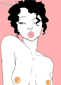 ebriosity:  6.29.15 // 2:06 am - “Fish Lips”Messing around with an old style. Be gentle with this one. I made it on Microsoft Paint 😷