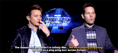 clintofbartons:Jeremy and Paul handling Endgame press tour like pros