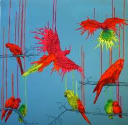 louisemcnaught:  &lsquo;Wild Abundance&rsquo;, acrylic, pencil and spray paint on canvas, 100x100cm by Louise McNaught 