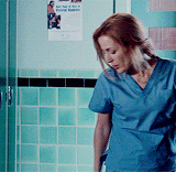 thexfilesgifs:Scully in scrubs requested by anonymous