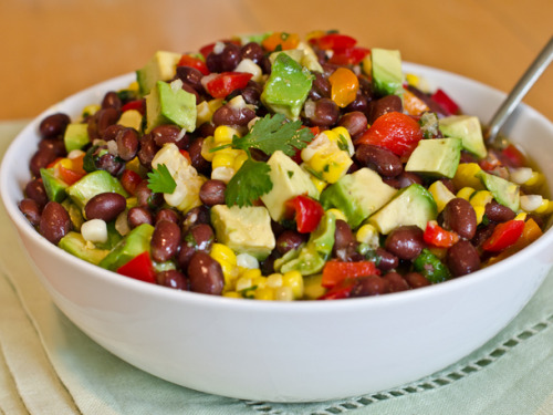 veganrecipecollection:  (via Black Bean, Corn, and Red Pepper Salad with Lime Cilantro Vinaigrette | Serious Eats : Recipes) 
