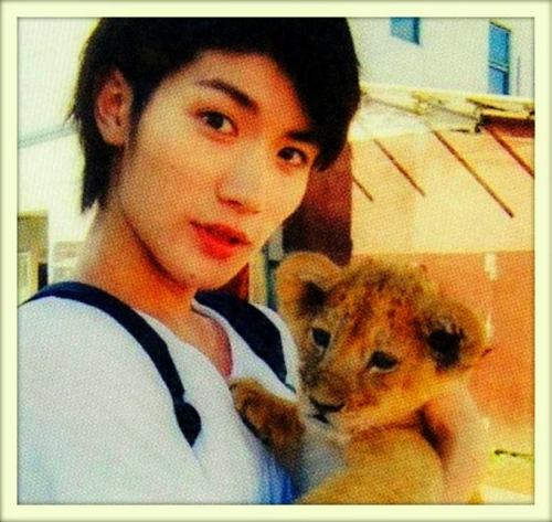katrinazet:Haruma and baby lion https://www.facebook.com/MH.miura.haruma?fref=photo