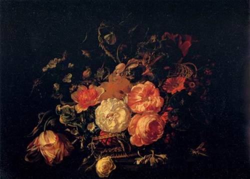 wonderwarhol:Basket of Flowers, 1711, by Rachel Ruysch (1664-1750)