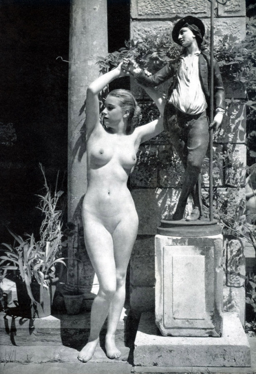 beforethecolon:  Perfectly sculpted. Modern Man magazine, November 1951. From alt.binaries.nospam.scanners-post. 