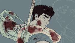 blizzarderful:A bit artblocked, so I experimented with two Berserk screenshots for fun.