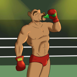 Raffle Request - Furry Bear version of Soda Popinski from Punch Out drinking a soda.  Also kinda weird, but hey, practice drawin super muscly men.