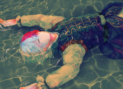 estaels:  Birthday prince floating in some water – I thought today would be a good time to post this piece! It’s a little messy since I hadn’t finished it in the end. Happy Birthday Todoroki!! 