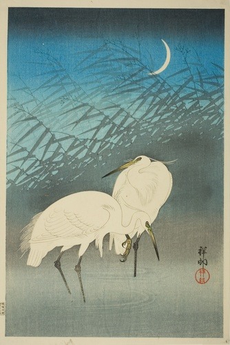 aic-asian:Egrets and Crescent Moon, Ohara Koson, 1926, Art Institute of Chicago: Asian ArtGift of Ru