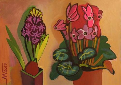 art-now-russia: Pink flowers, Marina Gorkaeva I admire the beauty of flowers and plants and it inspi