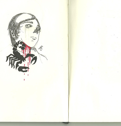 neighbourhoodno1:Frank Iero on my moleskine. Pencil, Marker and tea.