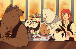 loshka:  we bare bears having dinner at shirokuma