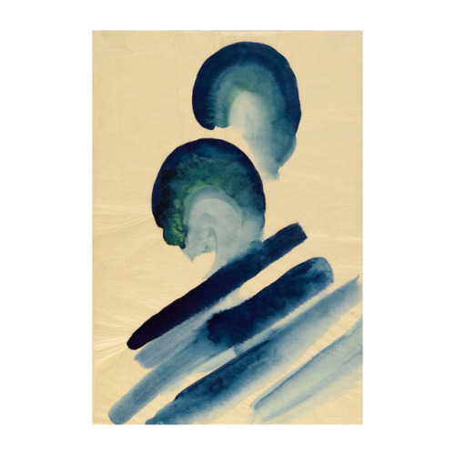 The forms in Georgia O’Keeffe’s Blue watercolors of 1916 initially may have been in